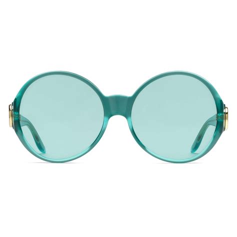 gucci blue sround sunglasses|Gucci blue sunglasses plastic.